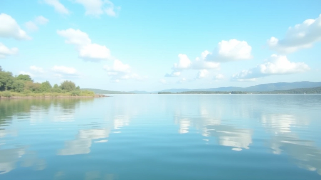 Reflejo del cielo en las aguas tranquilas de la laguna costera