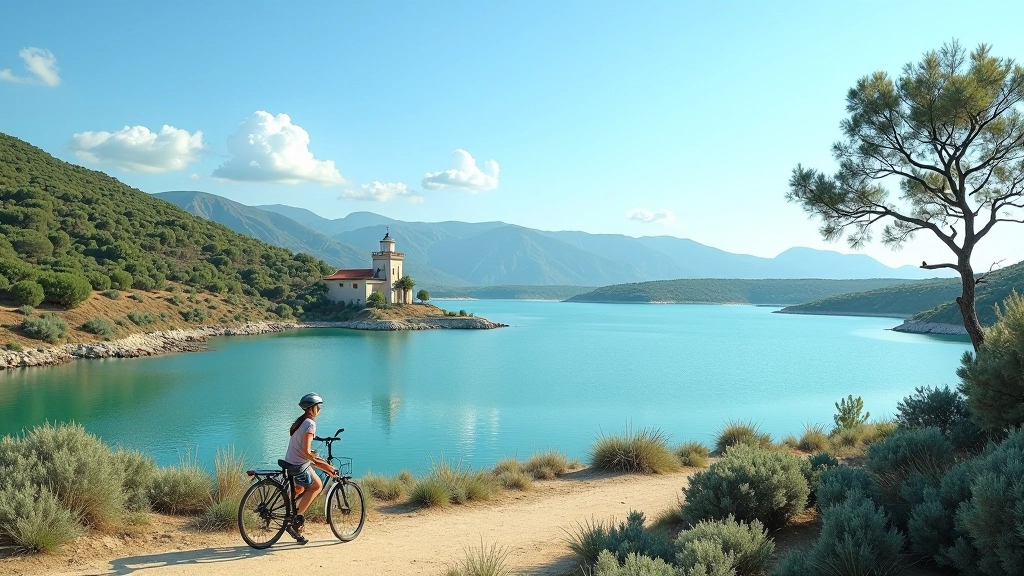 Vista panorámica de la Laguna Torrecilla con mirador y agua cristalina